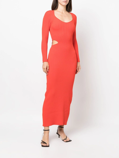 Shop Aeron Cut-out Ribbed-knit Maxi Dress In Orange