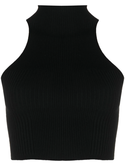 Shop Aeron Ribbed Halterneck Vest Top In Black
