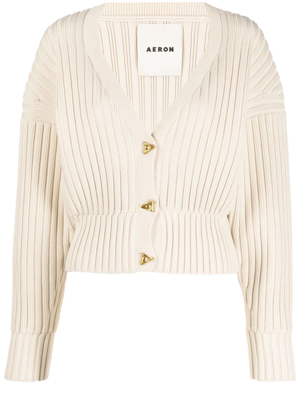 AERON Morrow ribbed-knit cropped cardigan - Neutrals