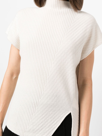 Shop Aeron Asymmetric Merino-cashmere Top In Neutrals