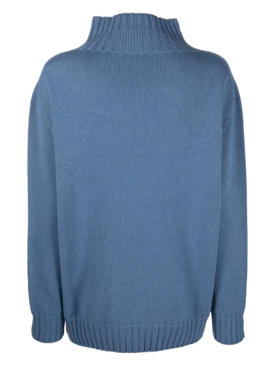 Shop Le Tricot Perugia Ribbed-knit Virgin-wool Jumper In Blue