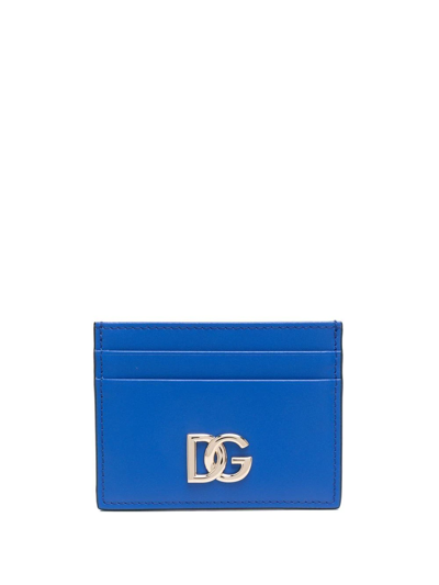 Shop Dolce & Gabbana Logo-letter Leather Cardholder In Blue