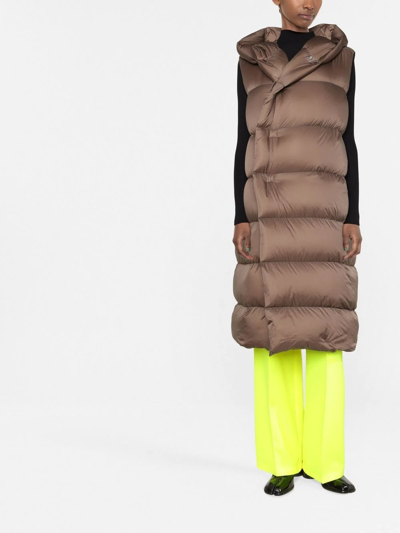 Shop Rick Owens Sleeveless Padded Coat In Brown