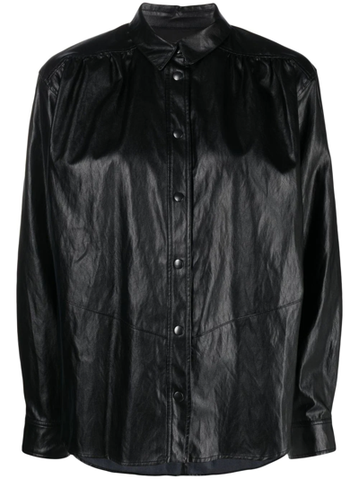 Shop Isabel Marant Étoile Candy Faux-leather Shirt In Black