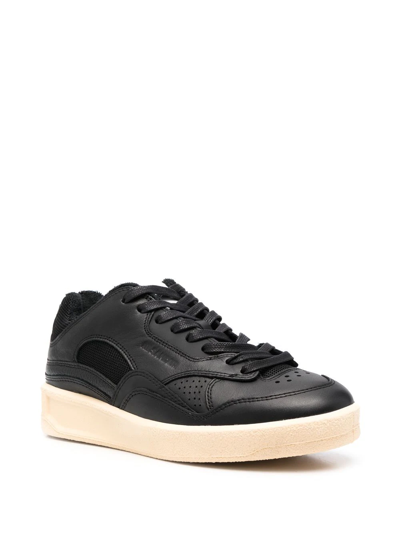 Shop Jil Sander Panelled Low-top Sneakers In Black