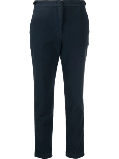 Aspesi Cropped Chino Trousers In Blue