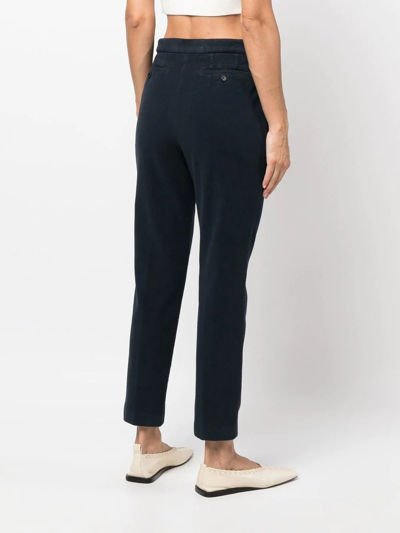 Aspesi Cropped Chino Trousers In Blue