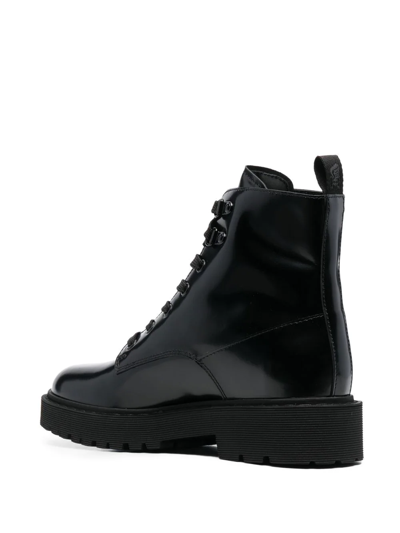 Hogan Lace-up Ankle Boots In Black | ModeSens