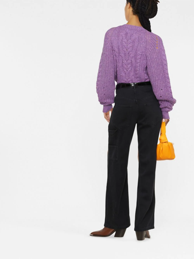Isabel Marant Paloma Cable-knit Wool-blend Sweater In Purple