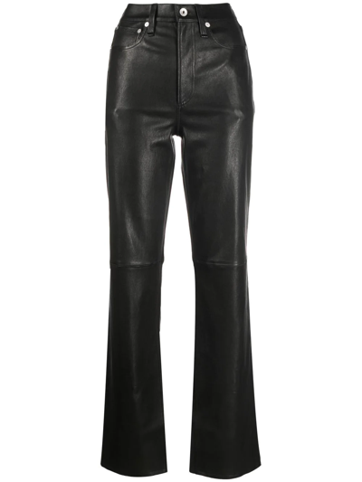 Shop Rag & Bone High-waisted Leather Trousers In Black