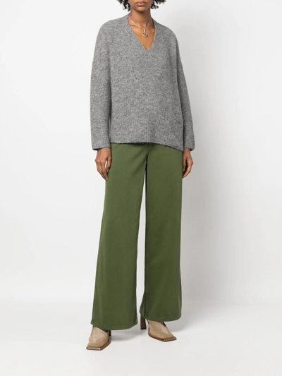 Gestuz Ribbed V-neck Sweater In Grey