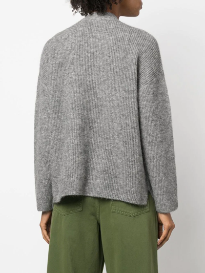 Gestuz Ribbed V-neck Sweater In Grey