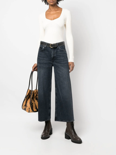 Rag & Bone V-neck Long-sleeved T-shirt In Neutrals