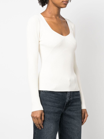 Rag & Bone V-neck Long-sleeved T-shirt In Neutrals