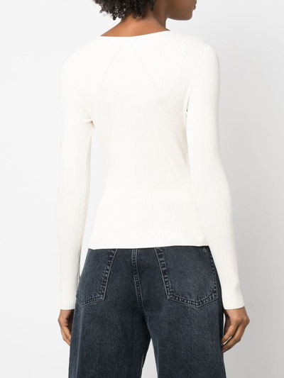 Rag & Bone V-neck Long-sleeved T-shirt In Neutrals