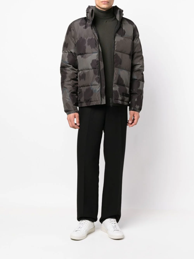 Shop Aspesi Camouflage-print Padded Jacket In Grey