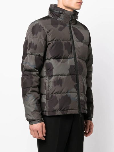 Shop Aspesi Camouflage-print Padded Jacket In Grey