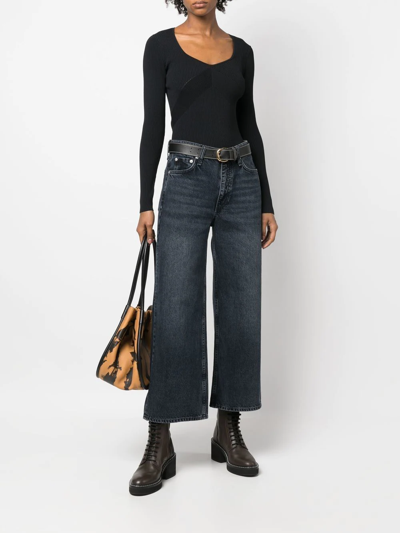 Rag & Bone U-neck Long-sleeved Top In Black