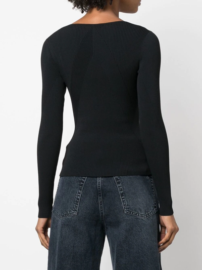 Rag & Bone U-neck Long-sleeved Top In Black