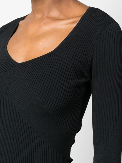 Rag & Bone U-neck Long-sleeved Top In Black