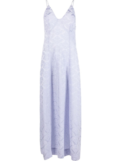 Shop Ganni Floral-jacquard Slip Dress In Purple