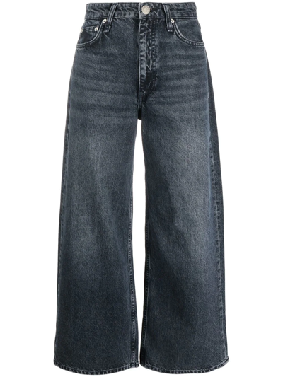 Shop Rag & Bone Wide-leg Cropped Jeans In Blue