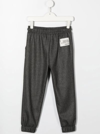 Msgm Chevron-knit Drawstring Trousers In Grey