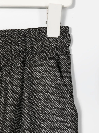 Shop Msgm Chevron-knit Drawstring Trousers In Grey