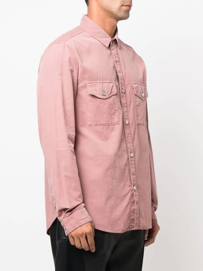 Shop Frame Corduroy Chest Flap-pocket Detail Shirt In Pink