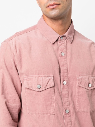 Shop Frame Corduroy Chest Flap-pocket Detail Shirt In Pink