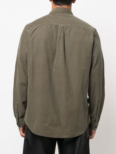 Shop Frame Corduroy Chest Flap-pocket Detail Shirt In Green