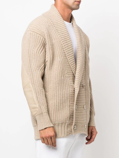 Shop Golden Goose Shawl Double-breasted Knit Cardigan In Neutrals