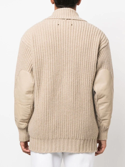 Shop Golden Goose Shawl Double-breasted Knit Cardigan In Neutrals