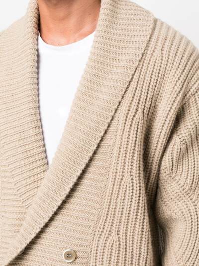 Shop Golden Goose Shawl Double-breasted Knit Cardigan In Neutrals