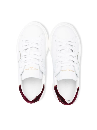 Shop Philippe Model Contrasting Heel Counter Sneakers In White