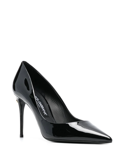 Shop Dolce & Gabbana Cardinale 90mm Patent Leather Pumps In Black