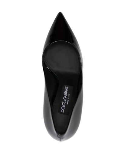 Dolce & Gabbana Stiletto Heel Patent Finish Pointed Toe Pumps In Black