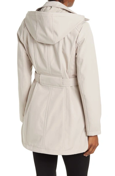 Sebby Water-resistant Hooded Double-breasted Trench Coat In Stone