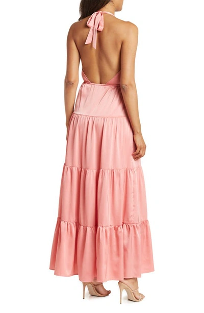 Shop Love By Design Roberta Satin Halter Maxi Dress In Rose Petal