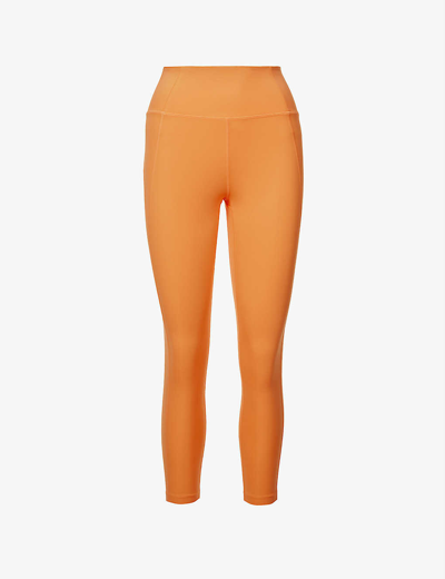 Shop Girlfriend Collective Slim-fit High-rise Stretch-woven Leggings In Orange Zest