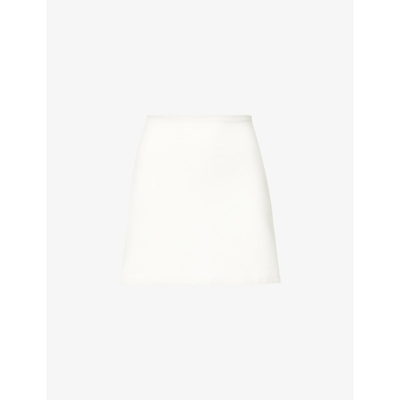 Shop Girlfriend Collective High-rise Slim-fit Stretch-woven Skort In Ivory