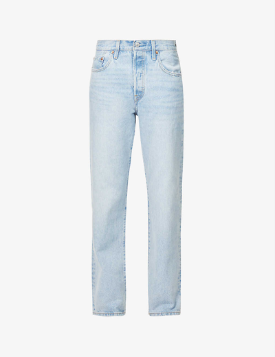 Shop Levi's 501 '90s Straight-leg Mid-rise Denim Jeans In Light Indigo Worn In
