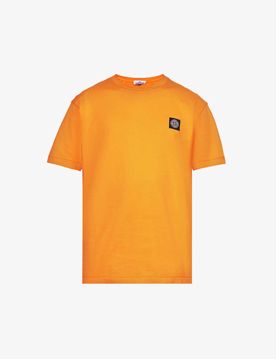 Stone Island Compass Logo-badge Cotton-jersey T-shirt In Yellow | ModeSens