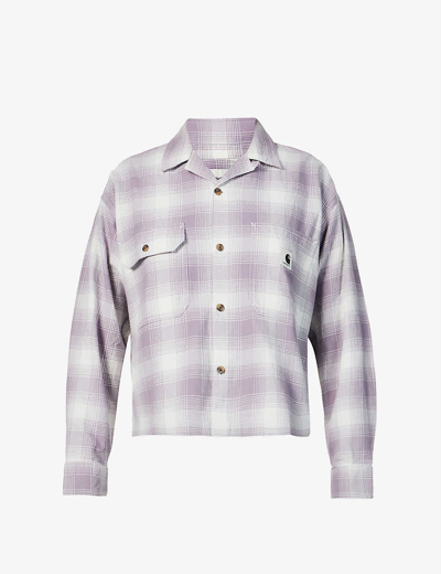 Shop Carhartt Deaver Check-print Cotton Shirt In Misty Thistle
