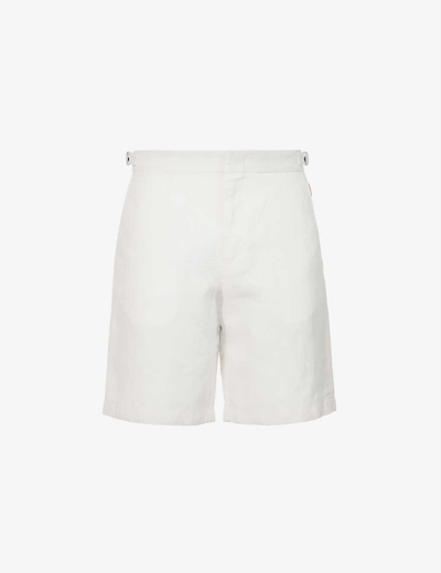 Shop Orlebar Brown Norwich Regular-fit Linen Shorts In White Sand