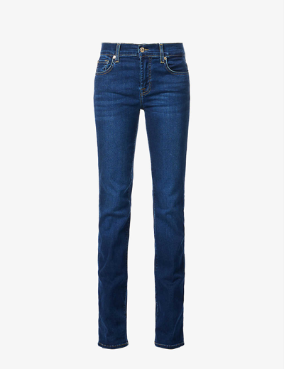 Shop 7 For All Mankind Womens Rinsed Indigo Bootcut Mid-rise Stretch-denim Jeans In Blue