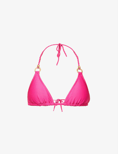 Shop Heidi Klein Zanzibar Recycled Polyamide-blend Triangle Bikini Top In Raspberry