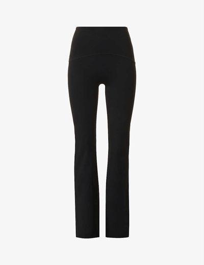 Shop Spanx Active Women's Very Black Booty Boost Flared-leg High-rise Stretch-woven Leggings