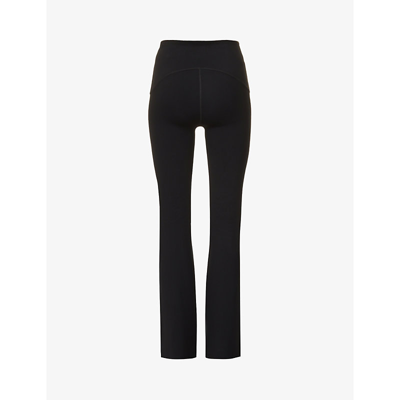 Spanx Booty Boost Flared-leg High-rise Stretch-woven Leggings In Very Black