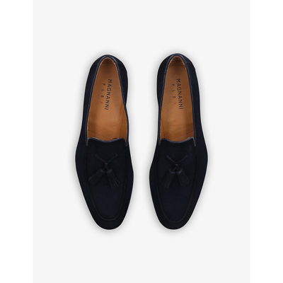 Shop Magnanni Cristo Tassel-embellished Velvet Loafers In Navy